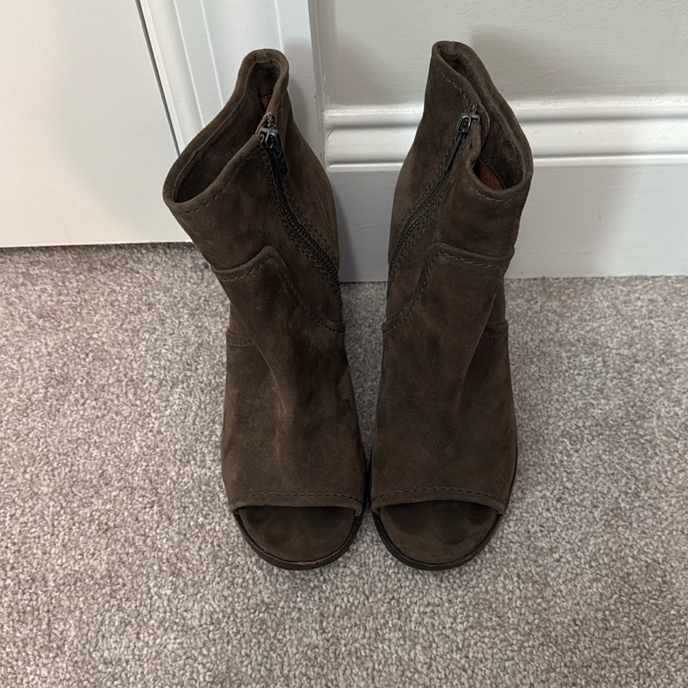 Frye Suede Open Toe booties